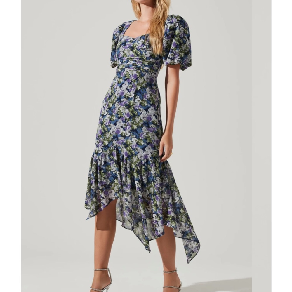 Astr Purple and Blue Midi Dress